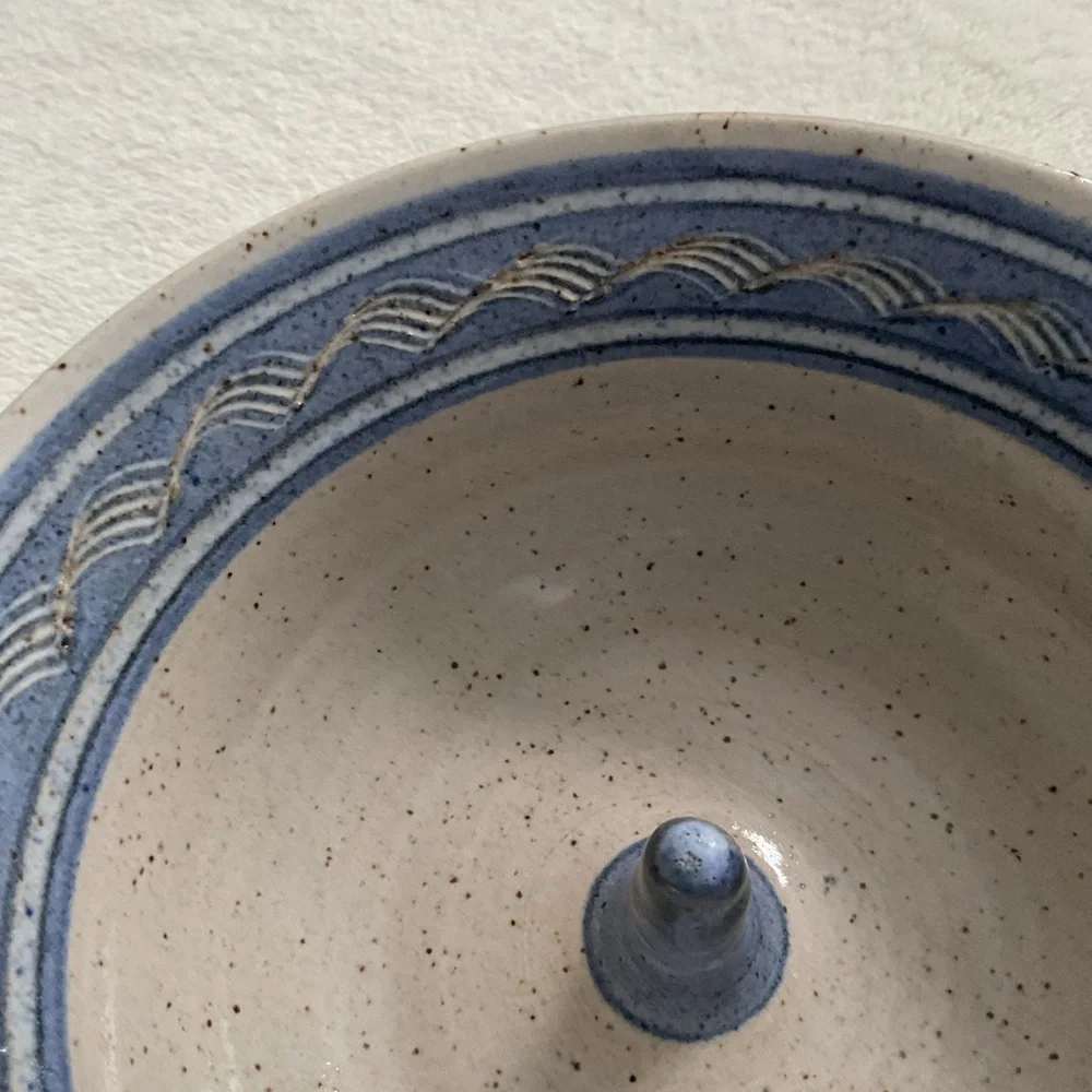 Vintage Studio Pottery Ring Holder Dish Signed Jamestown RI 1990